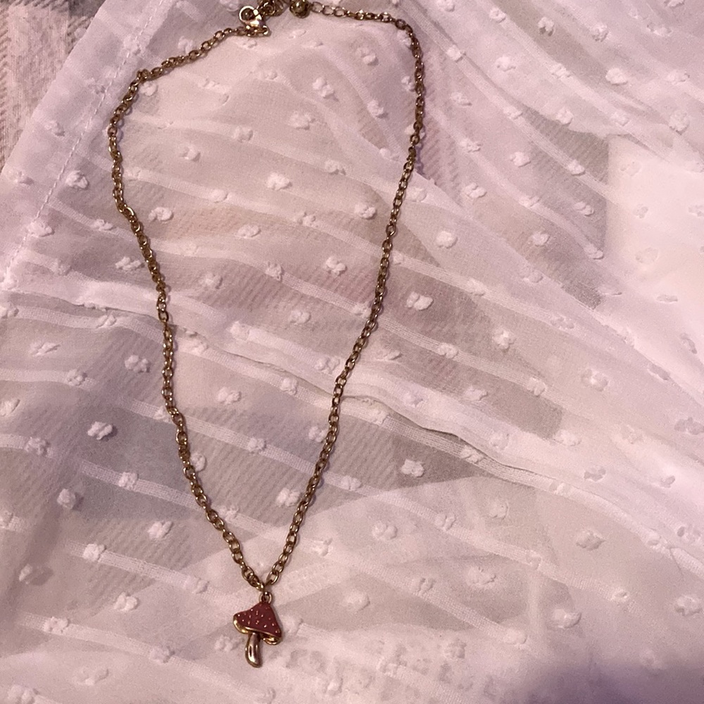 Brand new mushroom gold necklace